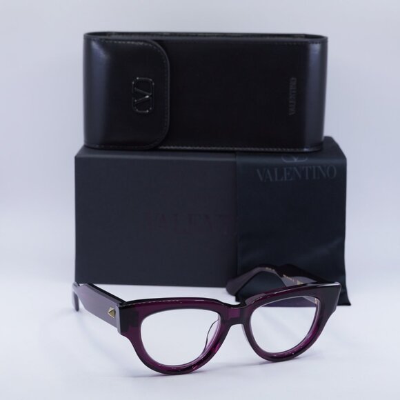 Valentino V-ESSENTIAL - III VLX-125B Cat Eye Eyeglasses - Burgundy 52mm - Picture 6 of 9